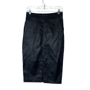 Ba&Sh Black Faux Leather Midi Pencil Skirt Size Medium